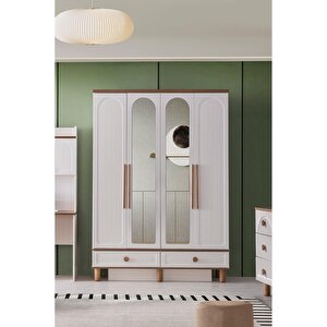 Ücretsiz Montaj-%100 Mdf-aytaşı-bohem Craft 4 Kapaklı Aynalı Gardırop