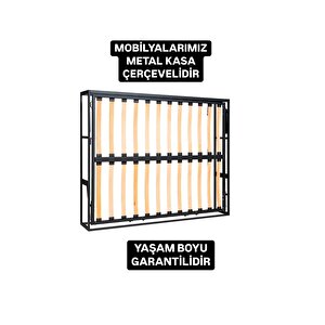 Akıllı Mobilya Metal Kasa Yatay Açılır Çift Kişilik Duvara Monte Yatak