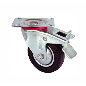 Servis Tekeri - Tablalı Frenli Siyah Döner - Çap 80 Mm Tdrtr
