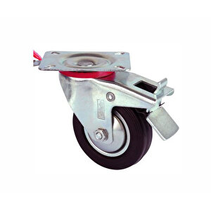 Servis Tekeri - Tablalı Frenli Siyah Döner - Çap 150 Mm Tdrtr