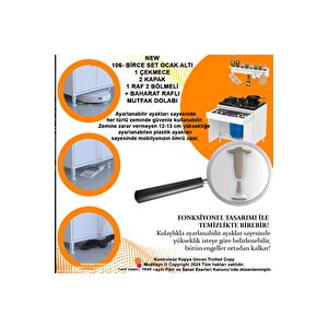 Birce Xxl-75 X 87 X 48 Cm Tüp Bölmeli Set Ocak Altı Dolap Ve Baharat Rafı