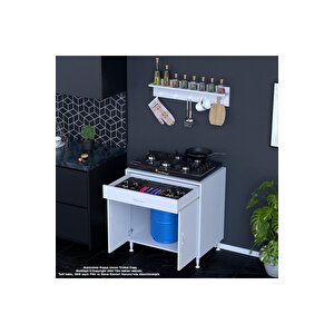 Birce Xxxl-80 X 87 X 48 Cm Tüp Bölmeli Set Ocak Altı Dolap Ve Baharat Rafı