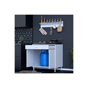 Birce Xxxl-80 X 87 X 48 Cm Tüp Bölmeli Set Ocak Altı Dolap Ve Baharat Rafı