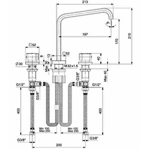 Eca Royal Ankastre Lavabo Bataryası 3 Delikli Tezgah Üstü 102105666