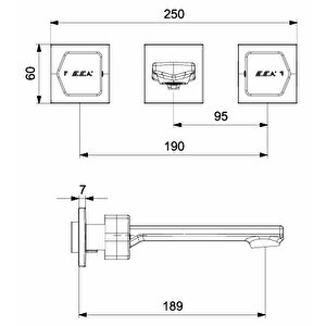 Eca Royal Ankastre Lavabo Bataryası Duvardan 3 Delikli Düz Çıkış Uçlu 102106666