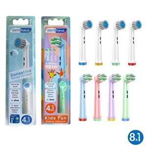 Kombo Set Sensetive + Kids Fun Yumuşak Oral-b Uyumlu Yedek Diş Fırçası Başlıkları