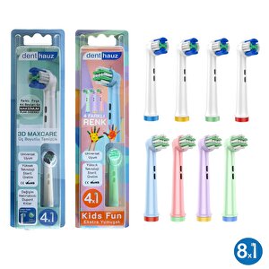 Kombo Set 3d Maxcare + Kids Fun Yumuşak Oral-b Uyumlu Yedek Diş Fırçası Başlıkları