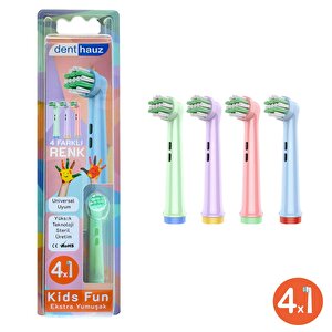 Kombo Set Charcoal + Kids Fun Yumuşak Oral-b Uyumlu Yedek Diş Fırçası Başlıkları