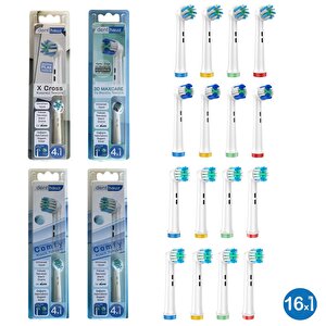 Dev Set 16 Adet  Comfy + X Cross + 3d Maxcare Oral-b Uyumlu Yedek Diş Fırçası Başlıkları