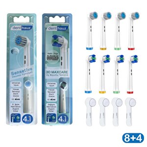 Süper Set Sensetive + X Cross Oral-b Uyumlu Diş Fırçası Başlıkları + Fırça Koruma Kapağı