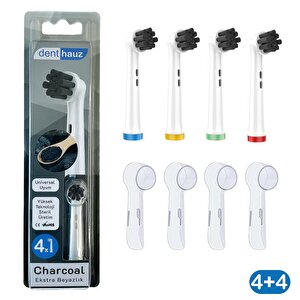 Charcoal - Ekstra Beyazlık Oral-b Uyumlu Diş Fırçası Başlığı + Fırça Koruma Kapağı