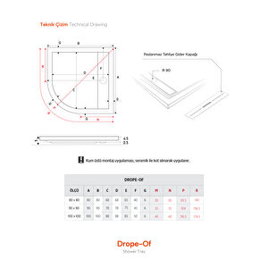 Drope-of Oval, Duş Izgaralı, Flat Duş Teknesi H:5