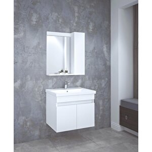 Denko Sava 65 Cm Mdf Beyaz Banyo Dolabı Alt Modül Ve Lavabo