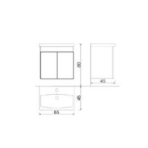 Denko Sava 65 Cm Mdf Beyaz Banyo Dolabı Alt Modül Ve Lavabo