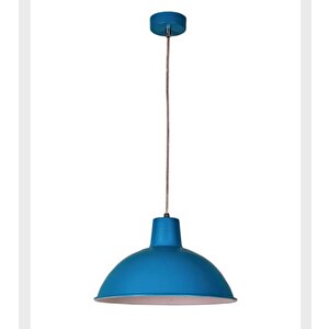 Rsylight Retro Metal Dekoratif Mavi Içi Beyaz Rustik Tekli Sarkıt Avize Çap 30 Cm