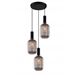 Rustik Dekoratif Metal Modern Yuvarlak Siyah Bal Opal Camlı 3 Lü Avize