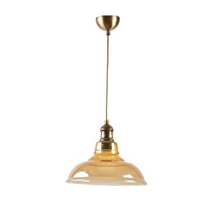 Rsylight Retro Bal Camlı Dekoratif Rustik Eskitme Tekli Sarkıt Avize Çap 28 Cm