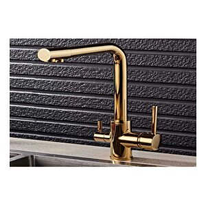3 Yollu Oval Gold Musluk - 3 Yollu Evi̇ye Bataryasi Aritma Çikişli