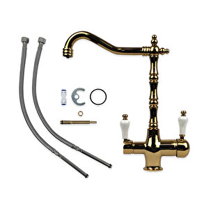 3 Yollu Rusti̇k Gold Musluk - 3 Yollu Evi̇ye Bataryasi Aritma Çikişli
