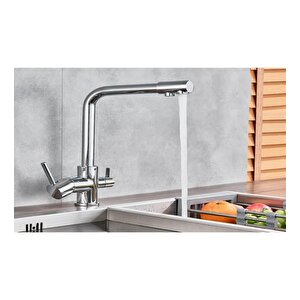 3 Yollu Oval Krom Musluk - 3 Yollu Evi̇ye Bataryasi Aritma Çikişli
