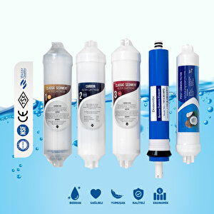 İnli̇ne 5 Li̇ Fi̇ltre Seti̇ (sedi̇ment - Akti̇f Karbon - Blok Karbon - Membran - Post Karbon Fi̇ltreler)