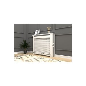 Kalorifer Petek Kapama 120 Cm (i̇ç Ölçüsü) Hazeran Desenli Mdf Mat Beyaz Mat Beyaz