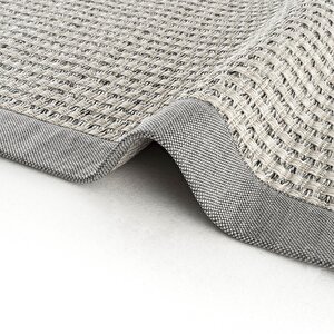 Cool Halı Milano 666 Gri Bordürlü Hasır Dokulu Halı Kilim Salon Koridor Kesme Dokuma Makine Halısı