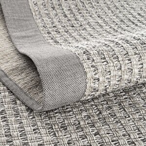 Cool Halı Milano 666 Gri Bordürlü Hasır Dokulu Halı Kilim Salon Koridor Kesme Dokuma Makine Halısı