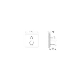 Root Square A43358 Ankastre Termostatik Duş Bataryası, Krom