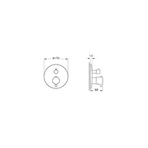 Root Round A4325829 Ankastre termostatik Banyo Bataryası, Soft Bakır
