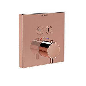 Aquaheat A4274629 Square Ankastre Termostatik Banyo Bataryası, Soft Bakır