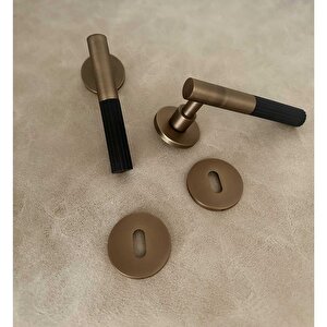 Duo One-s Zamak Mat Antik Sarı - Siyah Rozetli Zamak Oda Kapı Kolu 1 Takım