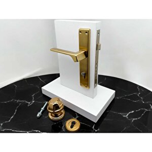 Zey Mat Altın Çelik Kapı Kolu Sol Basar + Kapı Tokmağı Kilit Hariçtir Barelli Sol