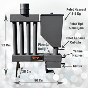 Pelet Sobası Petekli Pelet Soba Camlı Şömine Soba Stove Füze Roket