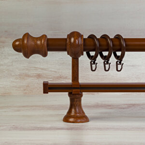 Ceviz Ahşap Rustik Raylı Perde Askısı 220 cm