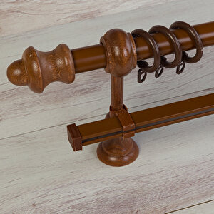 Ceviz Ahşap Rustik Raylı Perde Askısı 120 cm