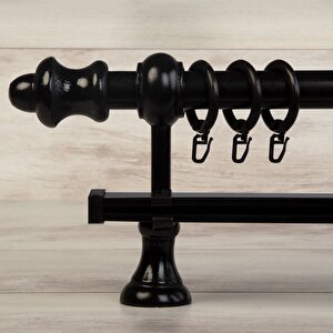 Siyah Ahşap Rustik Tek Raylı Perde Askısı