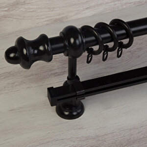 Siyah Ahşap Rustik Tek Raylı Perde Askısı
