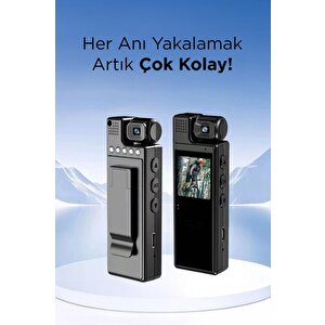 Torima Cmr-19 Siyah 4k 180 Derece Vücut Kamerası Wifi Gece Görüşlü Aksiyon Kamerası