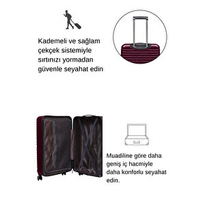 Büyük Boy %100 Polikarbon Valiz Bordo 1811