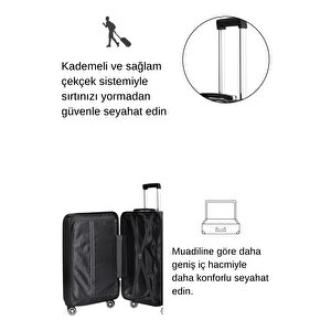 Büyük Boy %100 Polikarbon Valiz 4x2 Teker Siyah 1809