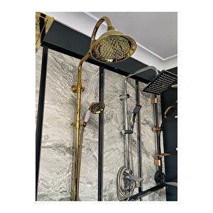 Altın Duş Seti Gold Duş Sistemi Vintage Model Gold Duş Başlığı Country Premium Model Batarya Dahil