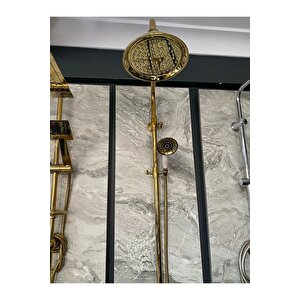 Altın Duş Seti Gold Duş Sistemi Vintage Model Gold Duş Başlığı Country Premium Model Batarya Dahil