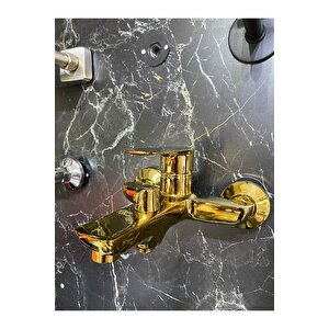 Altın Duş Seti Gold Duş Sistemi Vintage Model Gold Duş Başlığı Country Premium Model Batarya Dahil