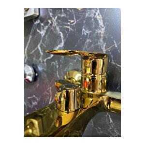 Altın Duş Seti Gold Duş Sistemi Vintage Model Gold Duş Başlığı Country Premium Model Batarya Dahil