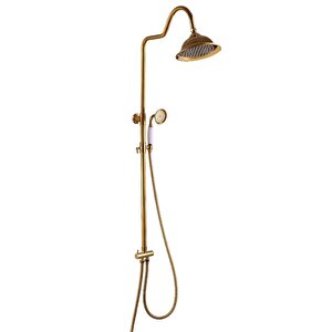 Altın Duş Seti Gold Duş Sistemi Vintage Model Gold Duş Başlığı Country Premium Model Batarya Dahil