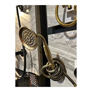 Antik Gold Duş Sistemi Klasik Vintage Pirinç Duş Seti Askı Apatı Komple Set