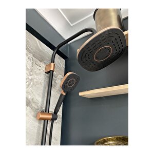Rose Bakır Robot Duş Seti Yağmurlama Ve Banyo Bataryası Siyah Duş Başlığı Bakır Duş Sistemi
