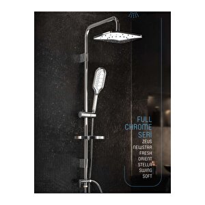 Duş Sistemi Banyo Duş Başlığı Tepe Yağmurlama Seti Batarya Dahil Komple Set Silver Gümüş Kare Model
