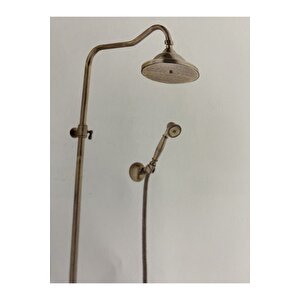 Mat Gold Duş Sistemi Antik Gold Duş Seti Tepe Yağmurlamalı Vintage Duş Başlığı Komple Pirinç Batarya